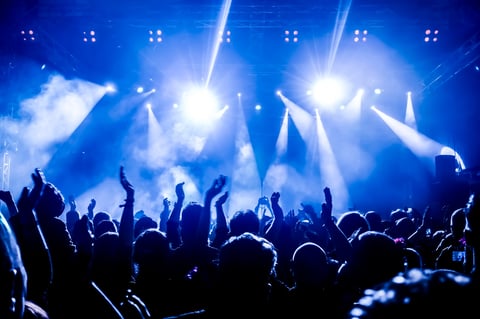 Crowd With Arms Raised During Concert